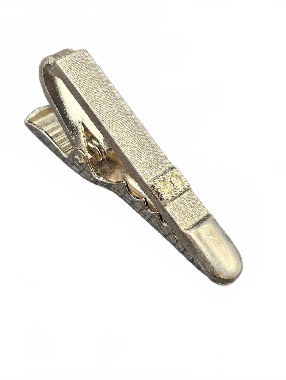 Silver Tone Textured Tie Clip